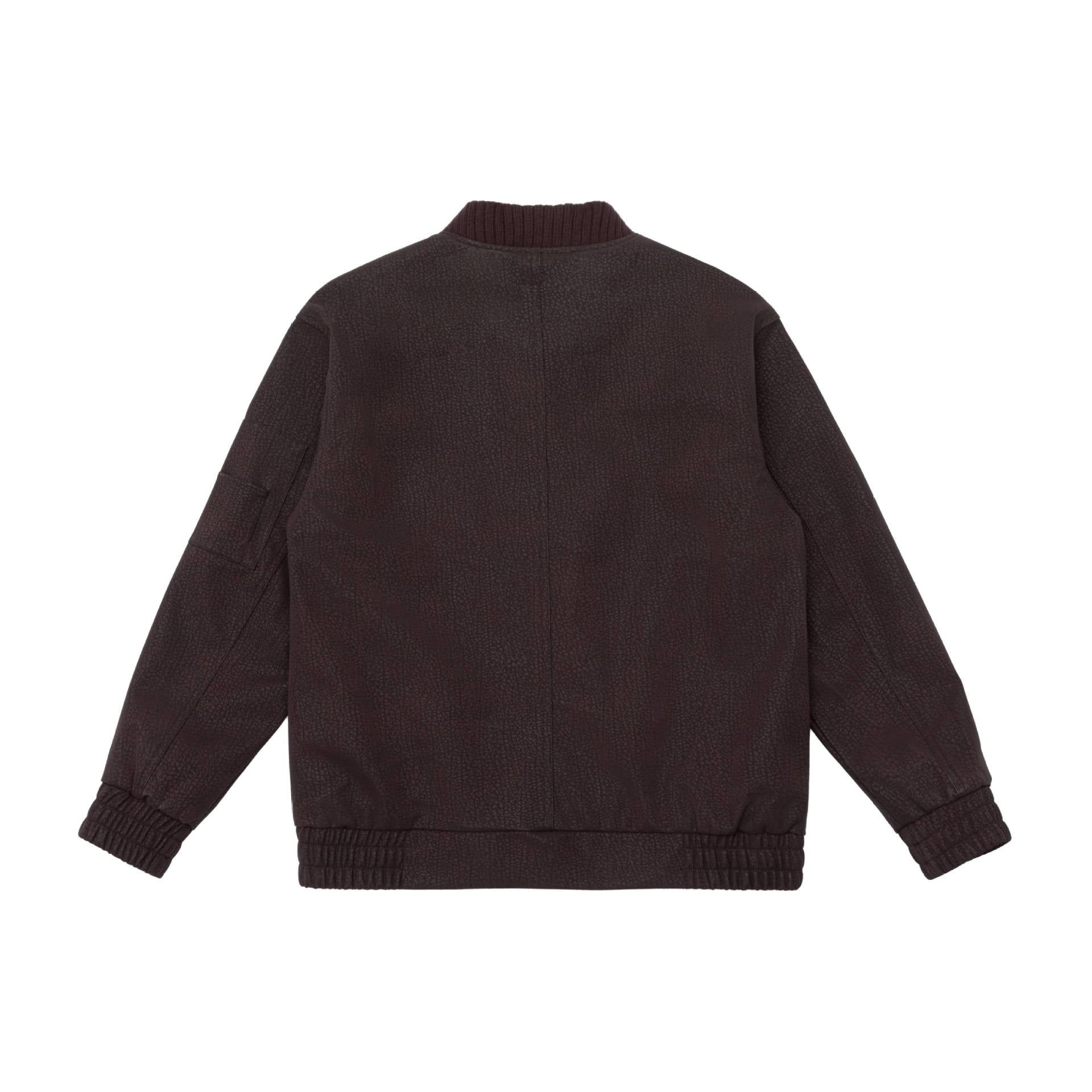 Unisex short bomber jacket with textured suede look and ribbed collar Chichicherry