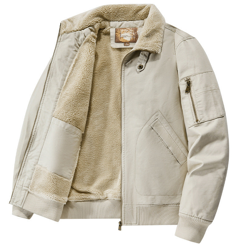Men's teddy-lined pilot bomber jacket with sherpa lining and arm pocket Chichicherry