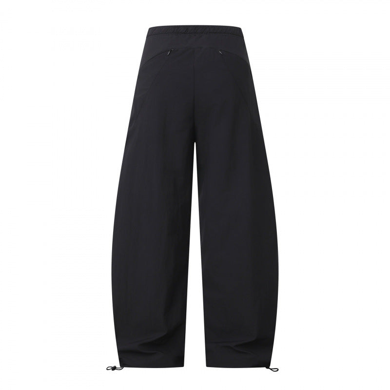 Women's Loose Cargo Pants with Drawstring Waist, Integrated Woven Belt, and Adjustable Cord Closures Chichicherry