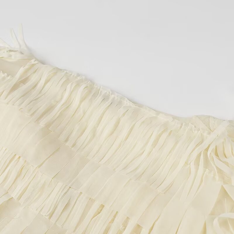 Women's Cropped Fringed Jacket with Layered Fringe and Tie Band Chichicherry