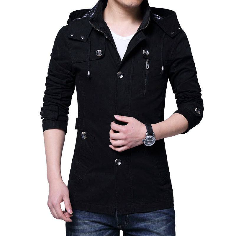 Men's lightweight cotton field jacket with hood, double closure and roll sleeves Chichicherry