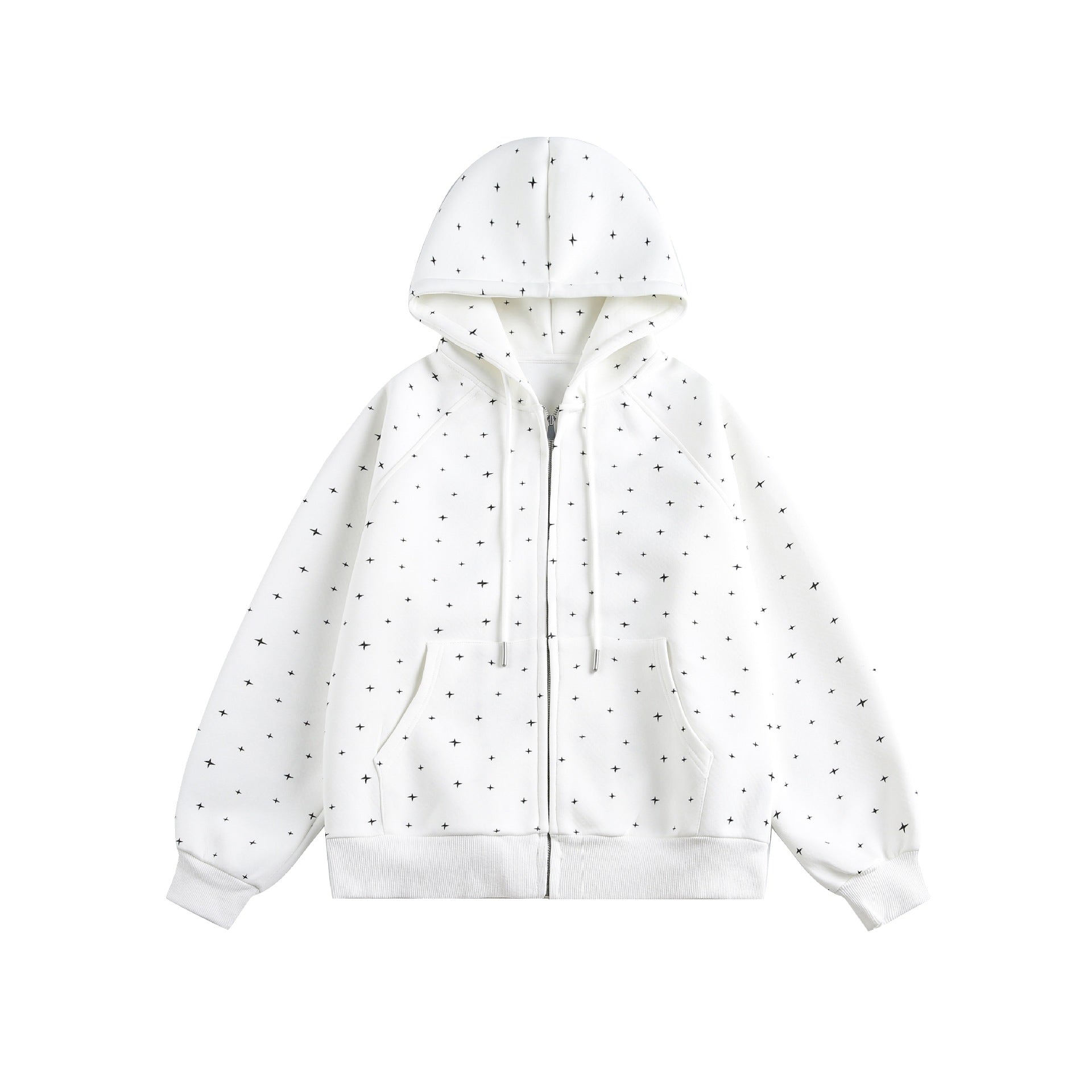 Unisex Oversized Hoodie Jacket with Star Print and Full Zip Chichicherry