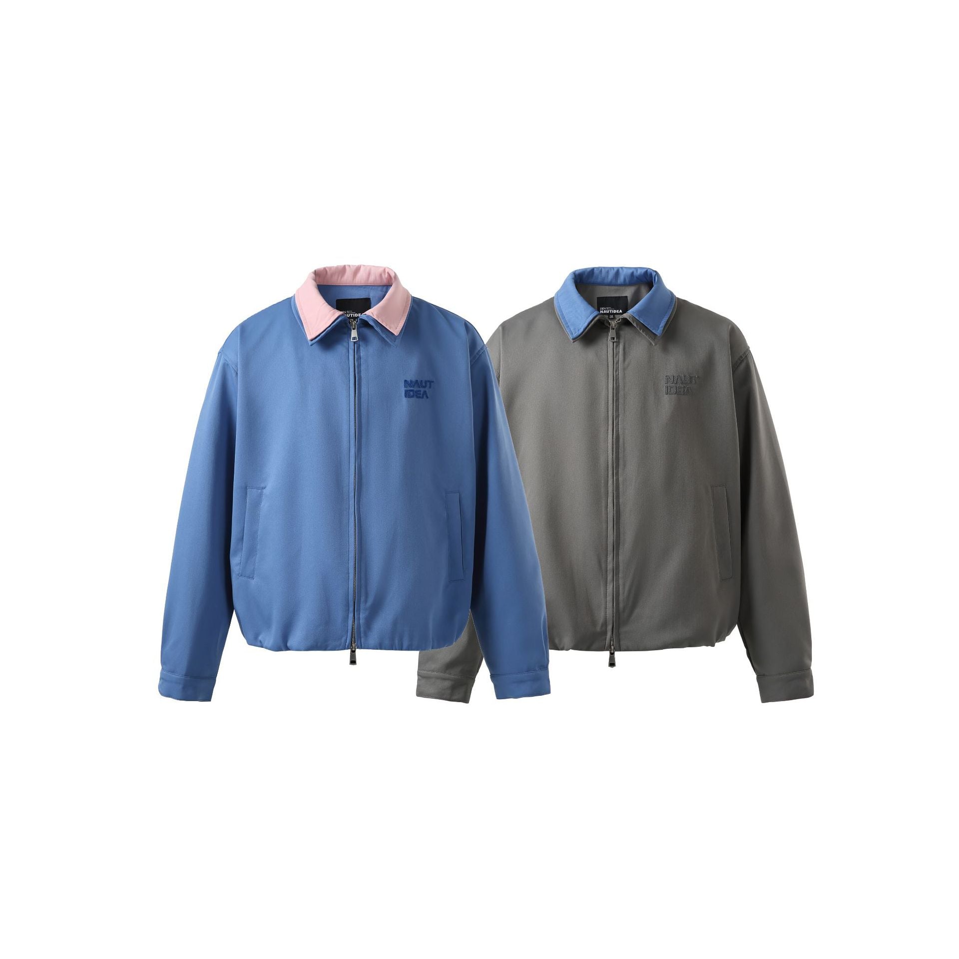 Men's Boxy Transition Blouson with Contrast Collar and Two-Way Zipper Chichicherry