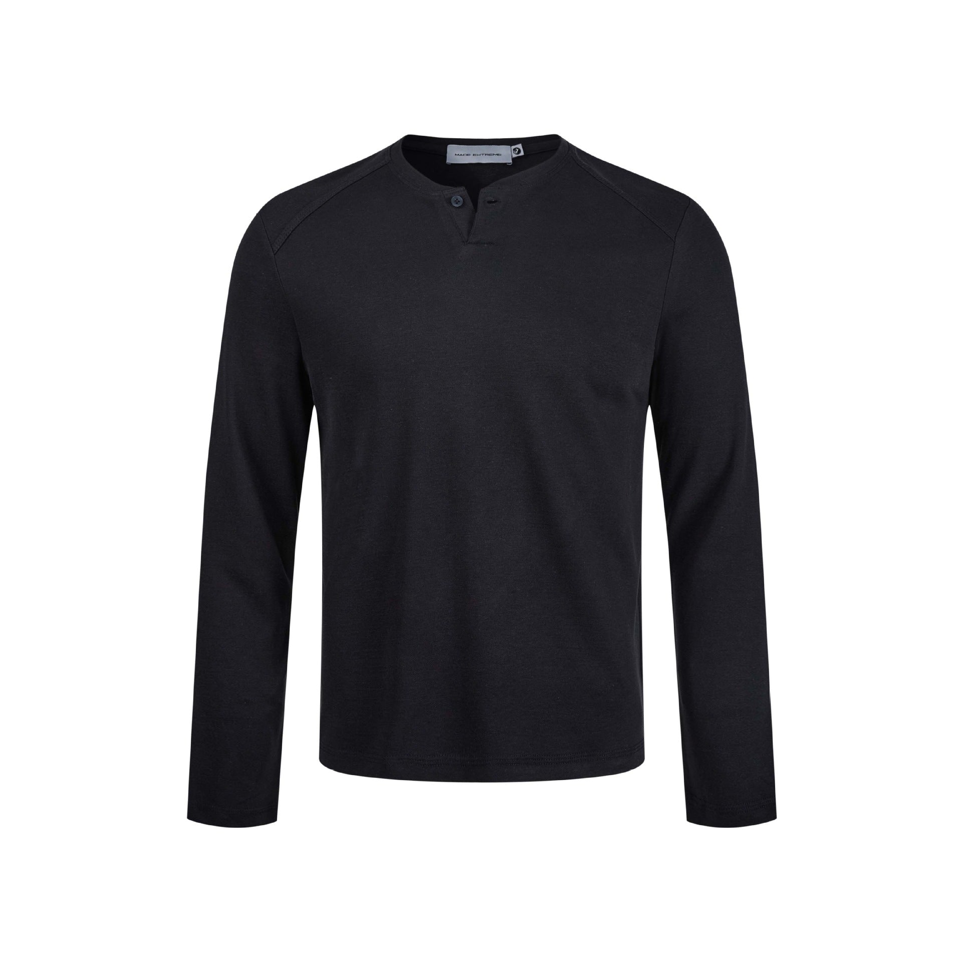 Men's fine long sleeve Henley with short button closure and raglan sleeves Chichicherry