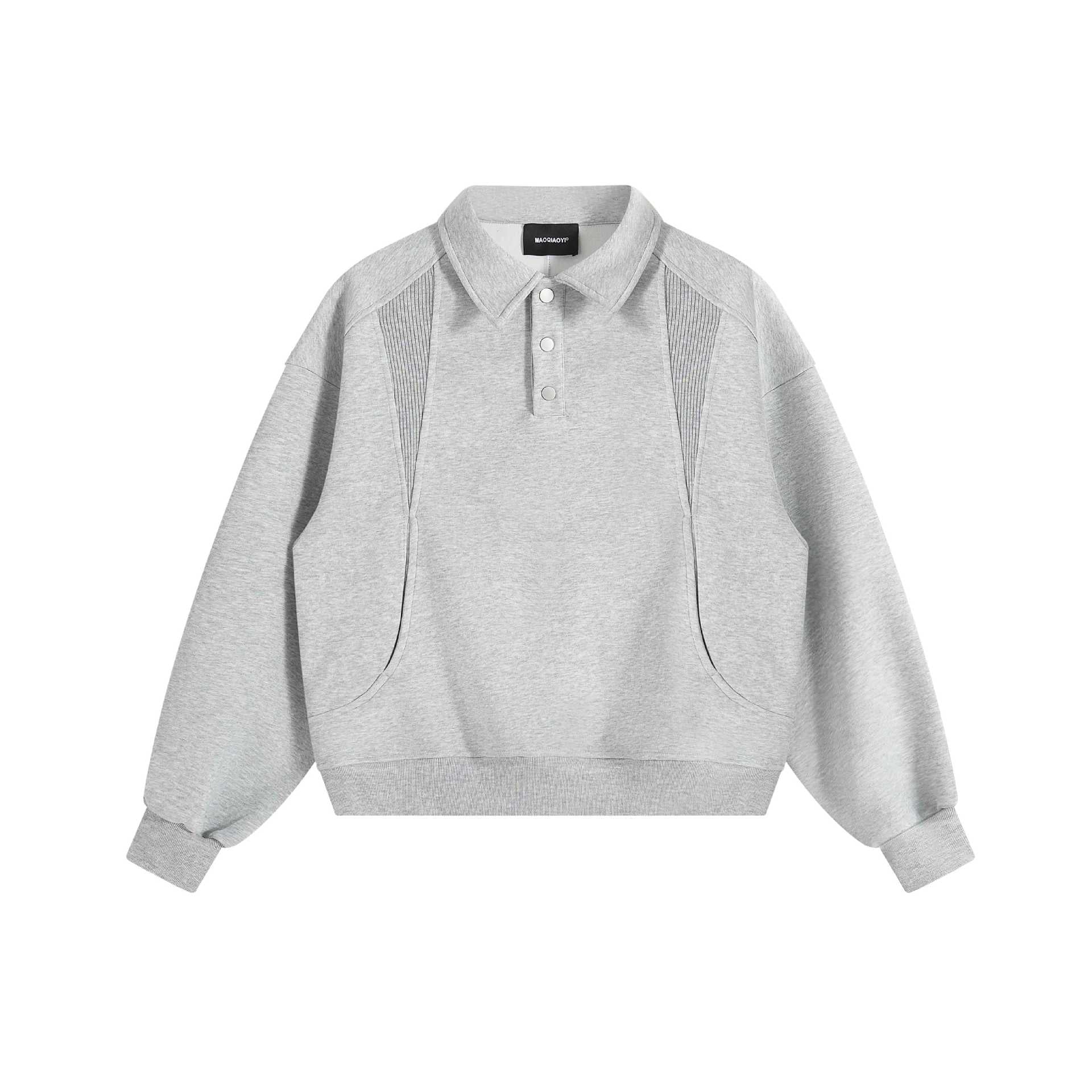Unisex polo shirt sweatshirt with kent collar, snap button half placket and kangaroo pocket Chichicherry