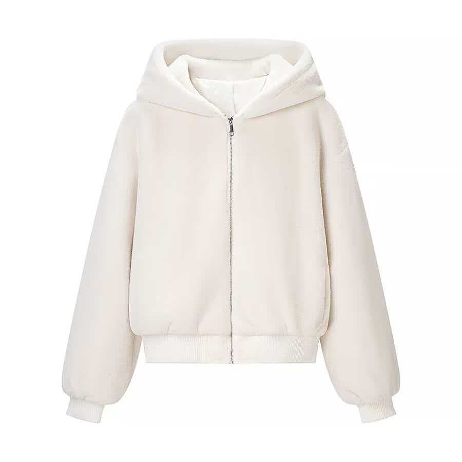 Ladies reversible hooded blouse with plush and fleece side Chichicherry