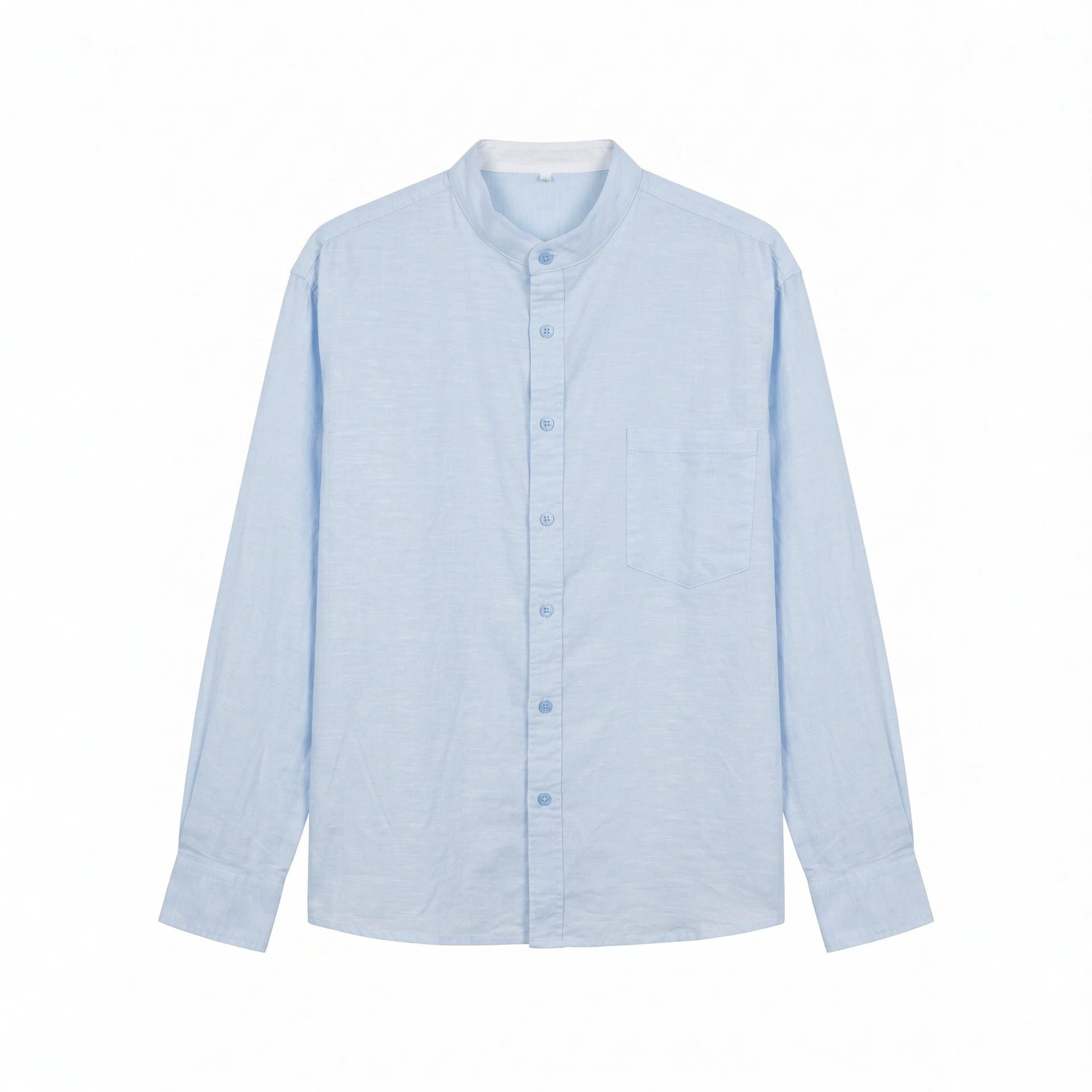 Men's Lightweight Stand-Collar Shirt made of Cotton Blend with Chest Pocket and Relaxed Fit Chichicherry