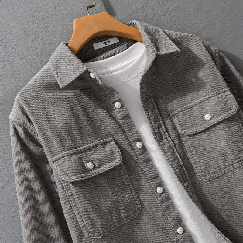 Men's cord overshirt in relaxed fit with patch chest pockets and soft touch Chichicherry
