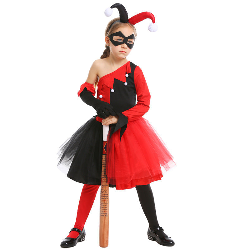 Girl Joker Costume with Tulle Skirt and Masked Accessories Chichicherry