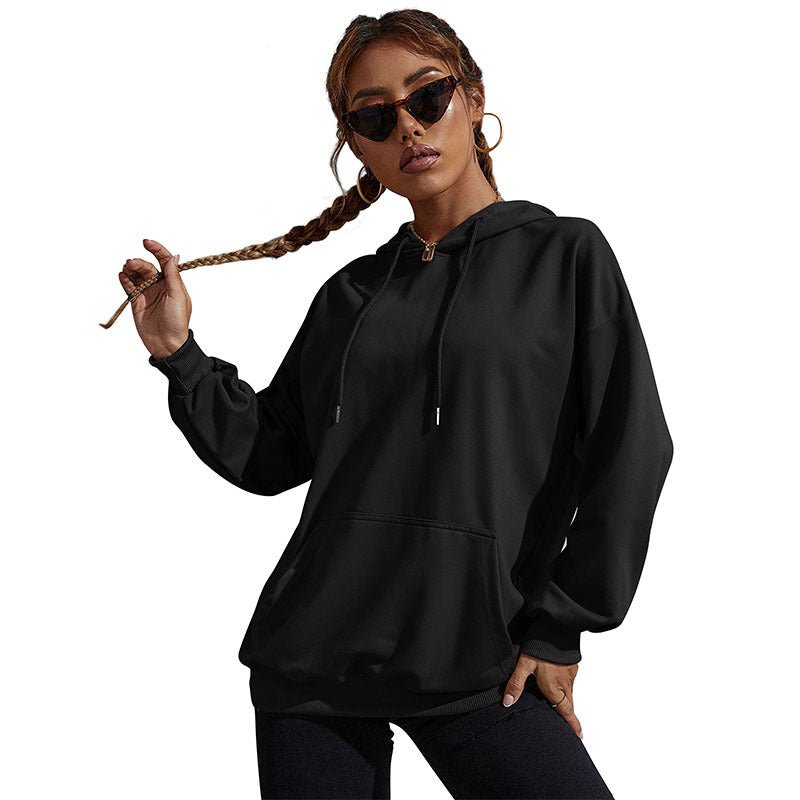 Women's Casual Oversized Hoodie with Statement Print, Kangaroo Pocket and Ribbed Cuffs Chichicherry