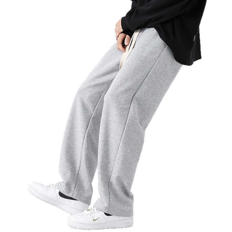 Men's Wide Relaxed Jogging Pants with Drop Crotch, Decorative Drawstring & Straight Leg Chichicherry