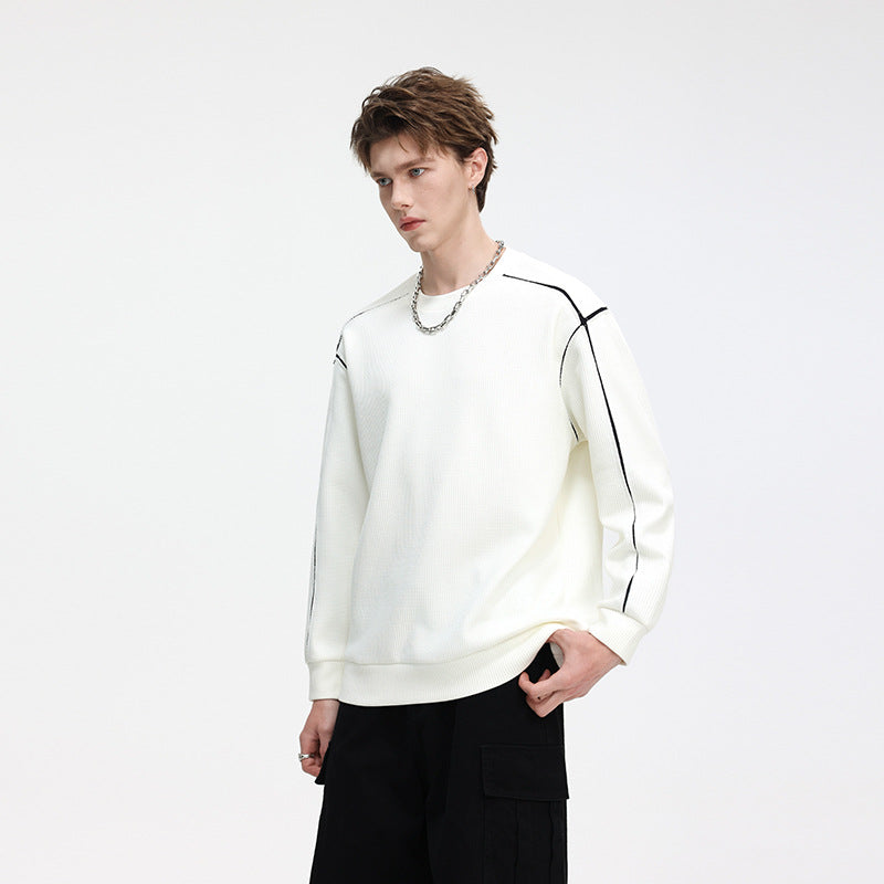 Men's Oversize Ribbed Long Sleeve Shirt with Contrast Seams Chichicherry