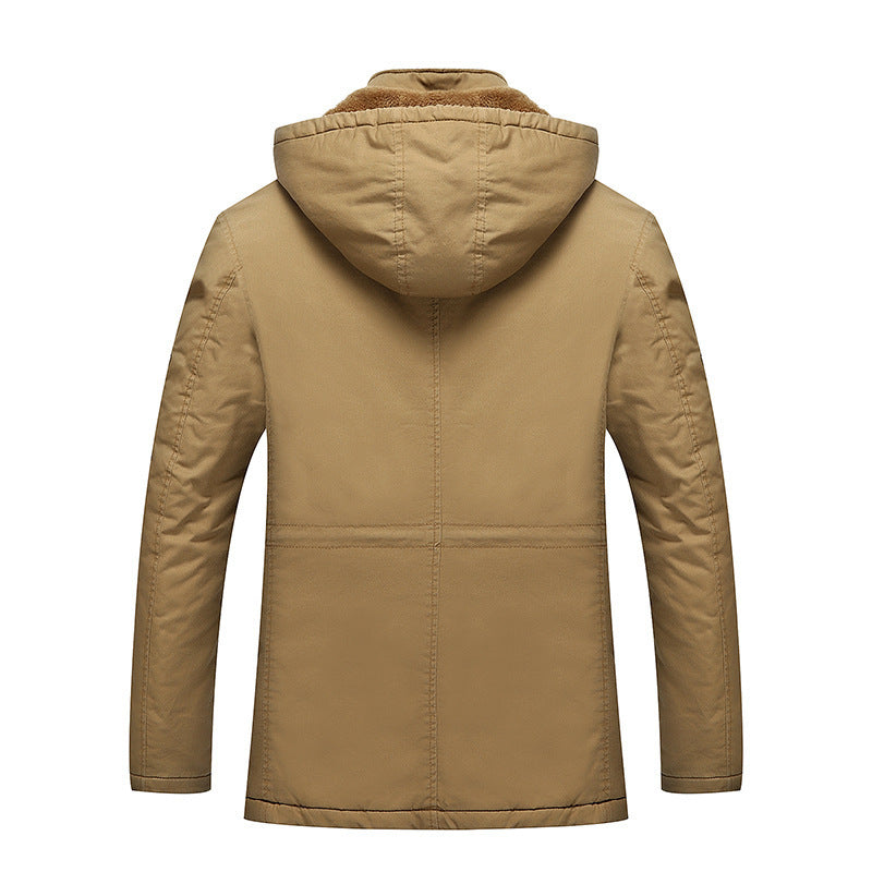 Men's canvas field parka with warm teddy fleece lining, hood and multiple pockets Chichicherry