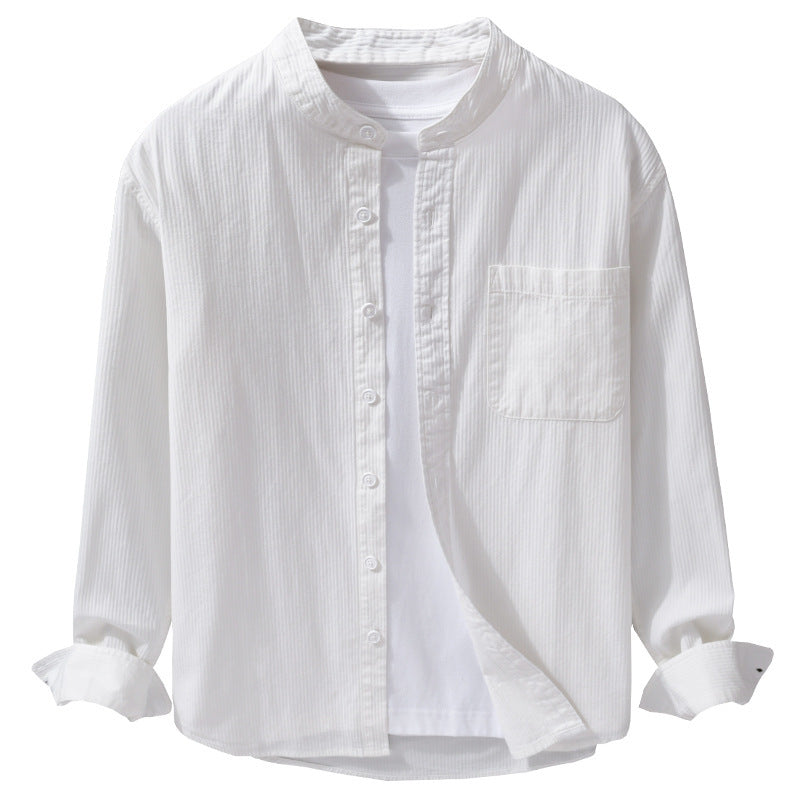 Men's fine-structured shirt with stand-up collar, chest pocket, and relaxed fit Chichicherry