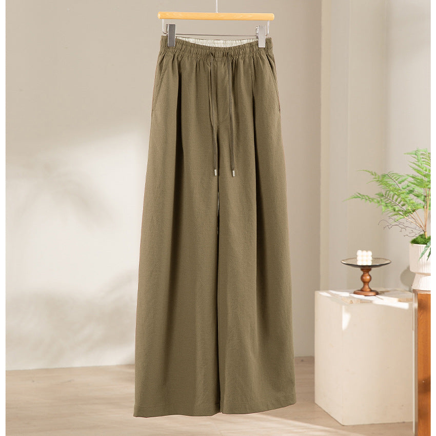 Women's palazzo pants with high elastic waistband, drawstring and flowing width Chichicherry