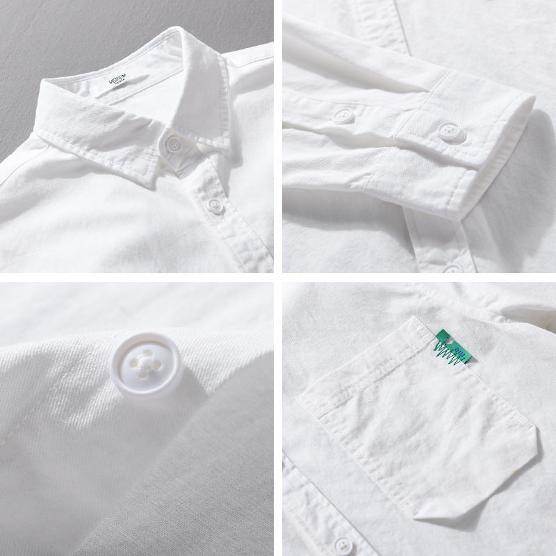 Men's Lightweight Cotton Layering Overshirt with Chest Pocket and Kent Collar Chichicherry