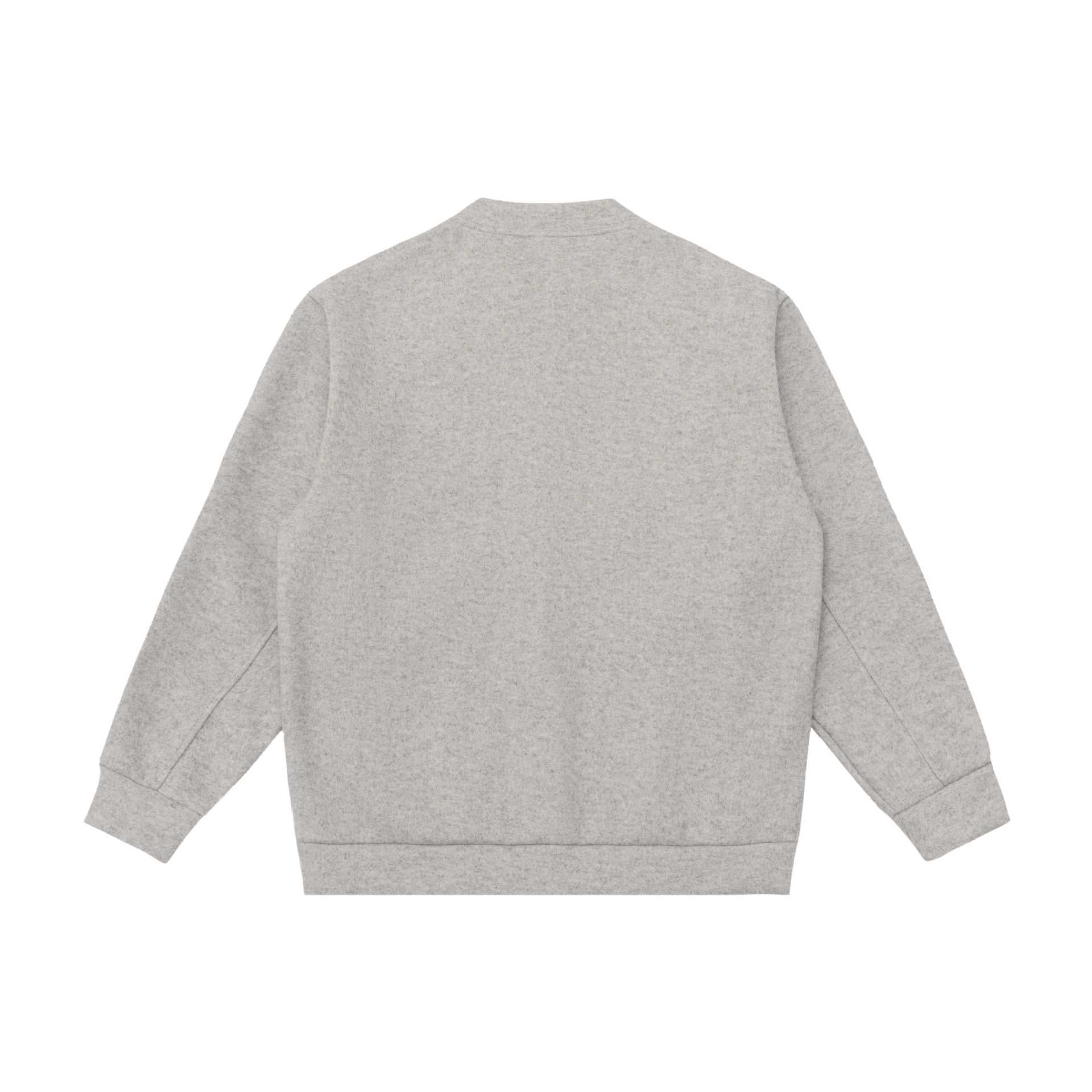 Unisex Short Cut Knitted Jacket in Boxy Bomber Style with Standing Collar and Button Placket Chichicherry