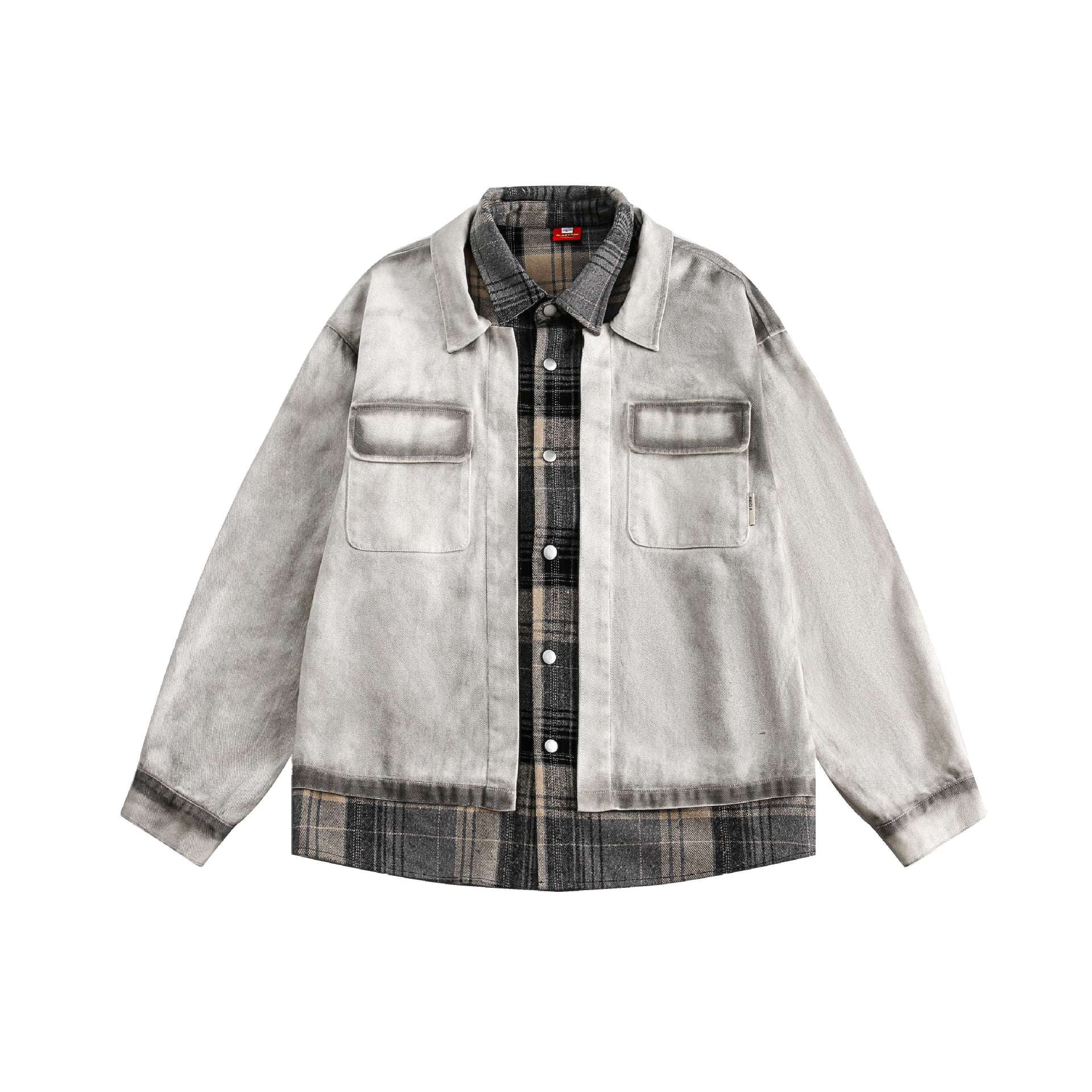 Men's Layered Overshirt in Workwear Style with Patch Chest Pockets Chichicherry