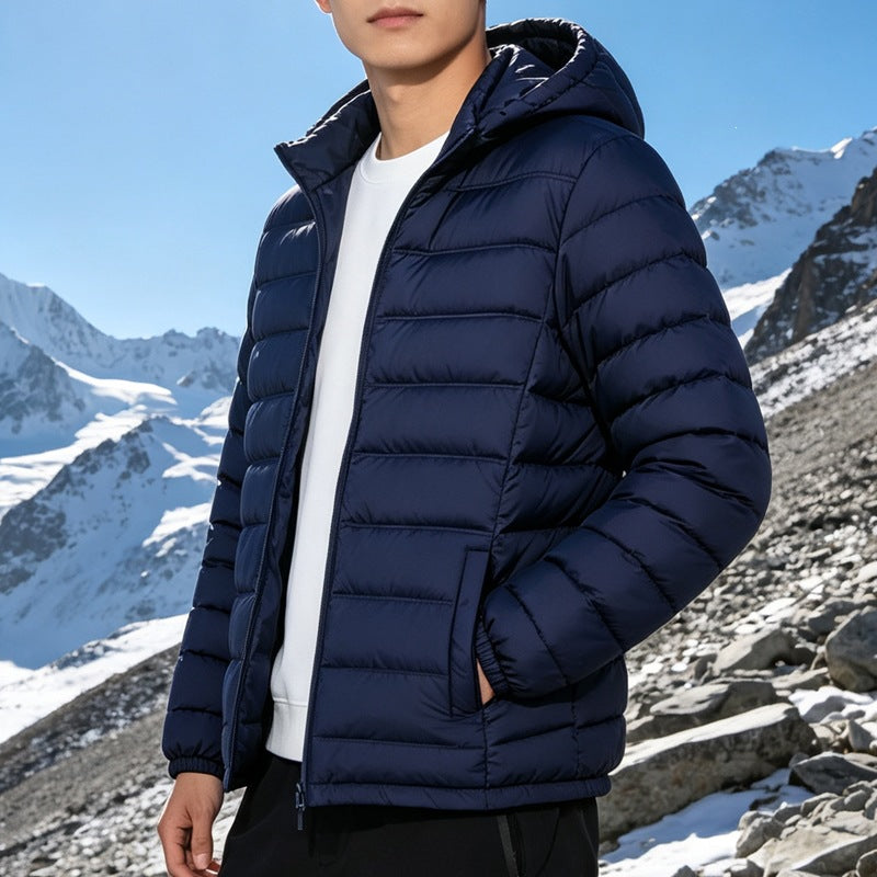 Men's padded lightweight hooded quilted jacket with thermal filling and full-length zipper Chichicherry