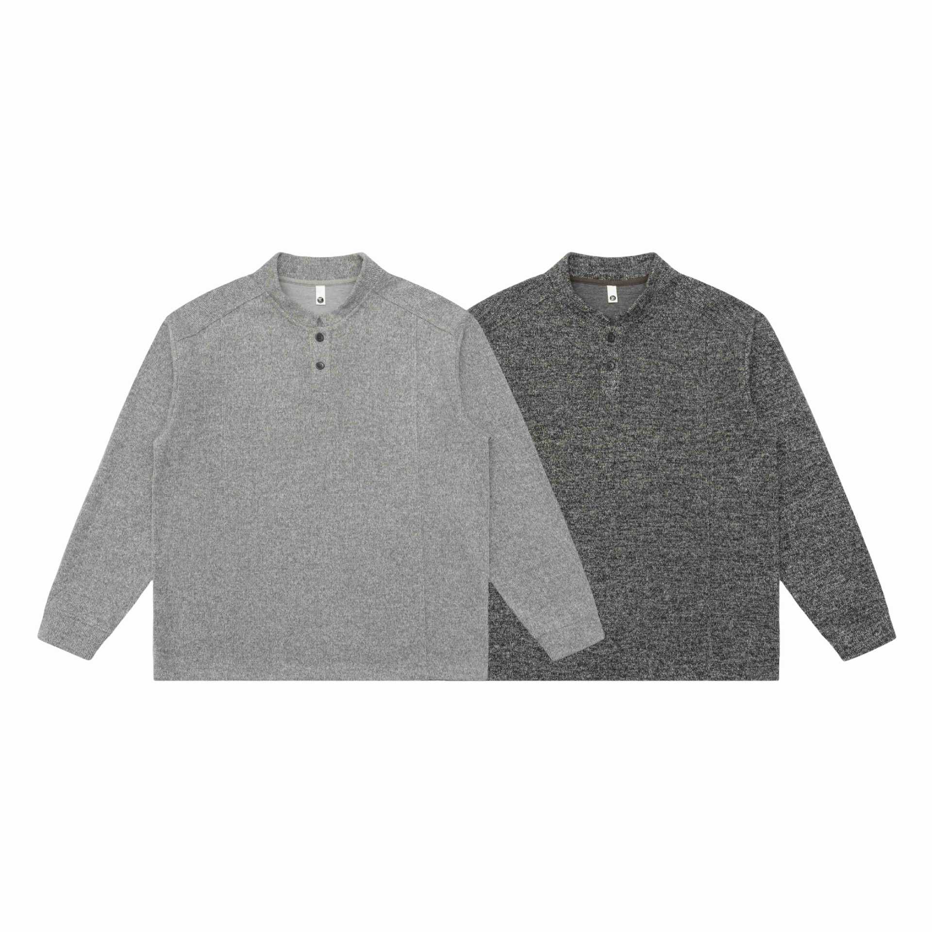 Unisex fine-knit Henley pullover with turtleneck and raglan sleeves Chichicherry