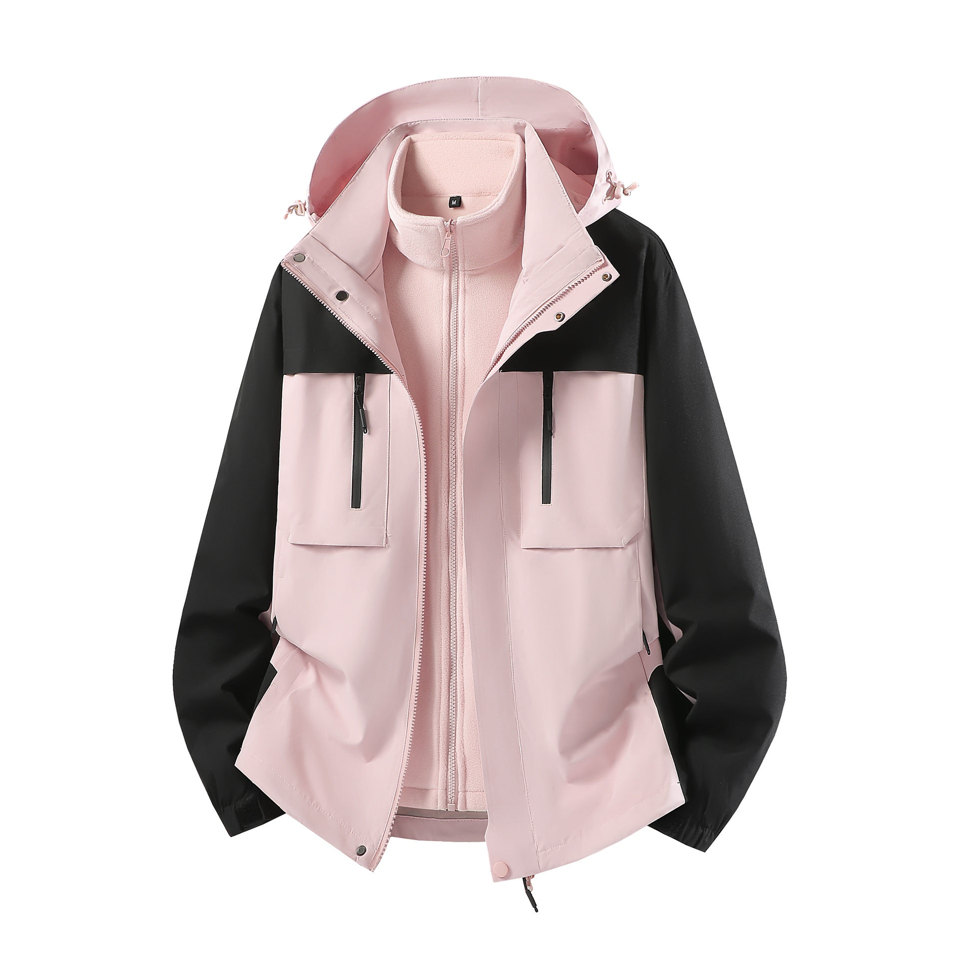 Men's Two-Piece Softshell Parka with Removable Fleece Inner Jacket and Hood Chichicherry