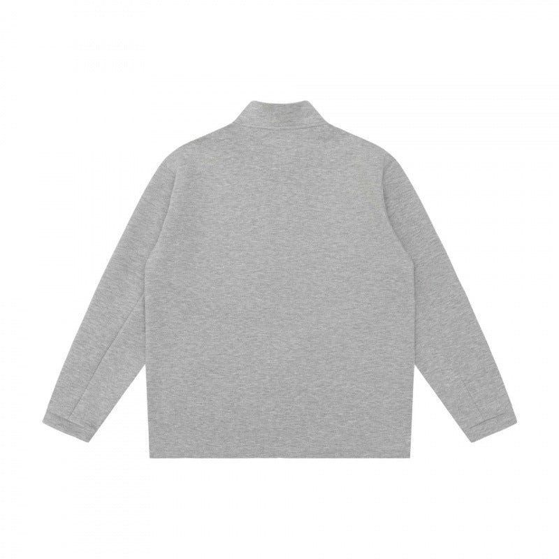 Unisex Boxy Fleece Zip Jacket with high stand-up collar, chest pocket and concealed front zipper Chichicherry