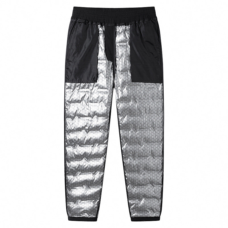Men's Padded Thermal Pants with Quilting, Elastic Waistband and Zipper Pockets Chichicherry