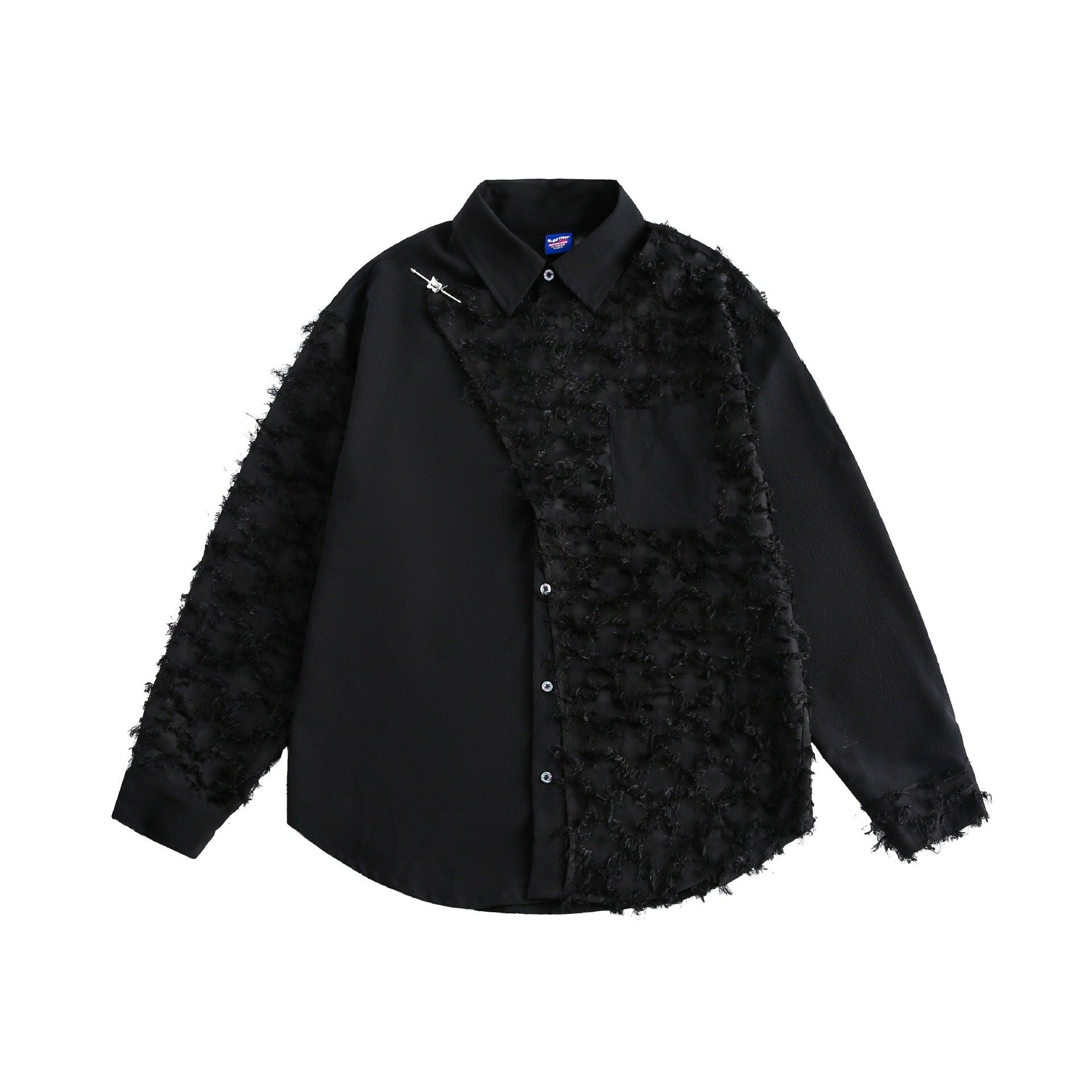 Women's blouse overshirt with fluffy fringe texture and Kent collar Chichicherry