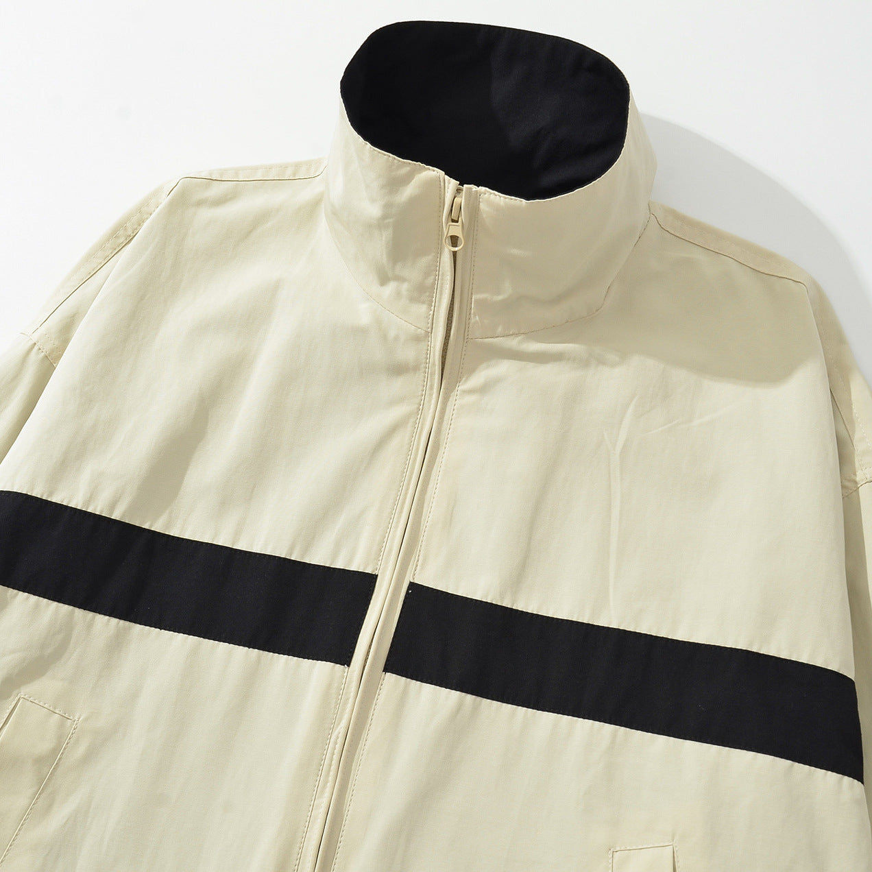 Women's Oversize Track Jacket with Stand-Up Collar, Full-Zip and Contrast Stripes Chichicherry