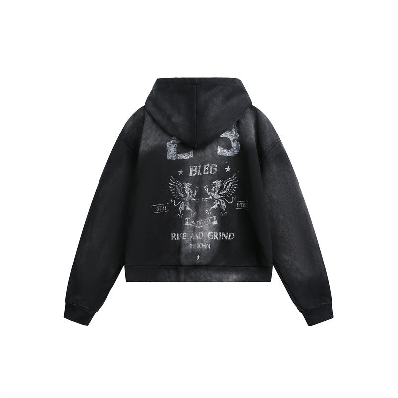 Unisex hoodie zip jacket in urban graffiti print with kangaroo pocket and boxy cut Chichicherry