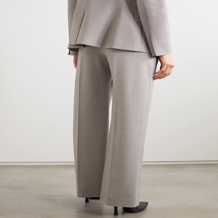 Women Tailored Suit with Wide Leg and Single-Breasted Blazer Chichicherry