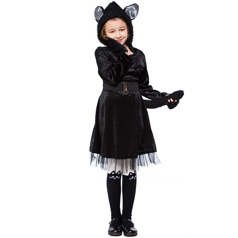 Girl's Cat Costume with Hood and Detailed Accessories Chichicherry