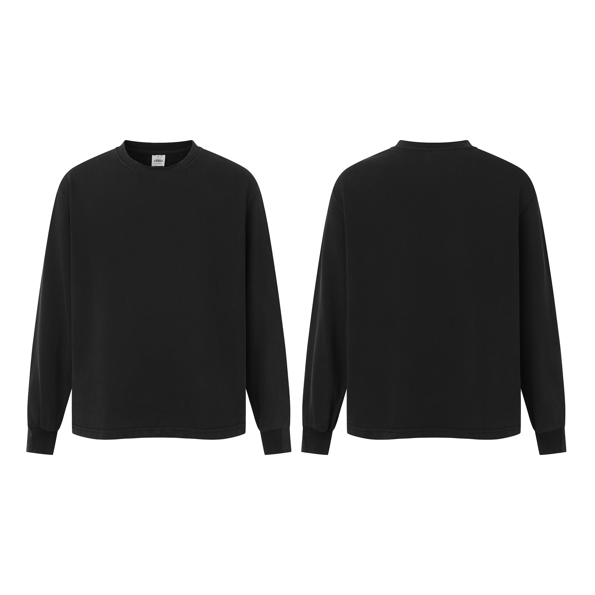 Unisex Minimalist Heavyweight Crew Neck Sweatshirt with Reinforced Collar and Extended Back Hem Chichicherry