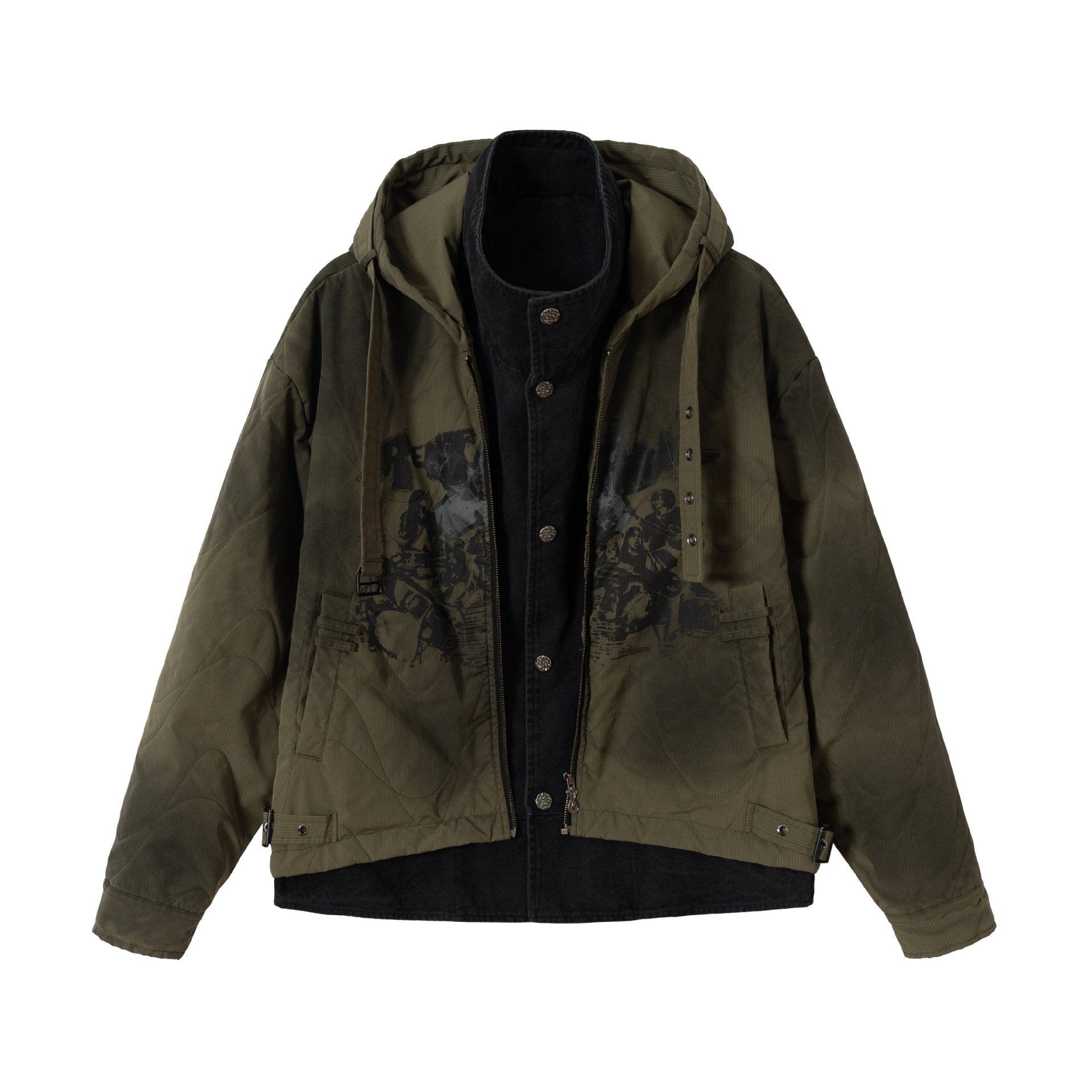 Men's Short Field Parka with modular inner lining, hood, and cargo pockets Chichicherry