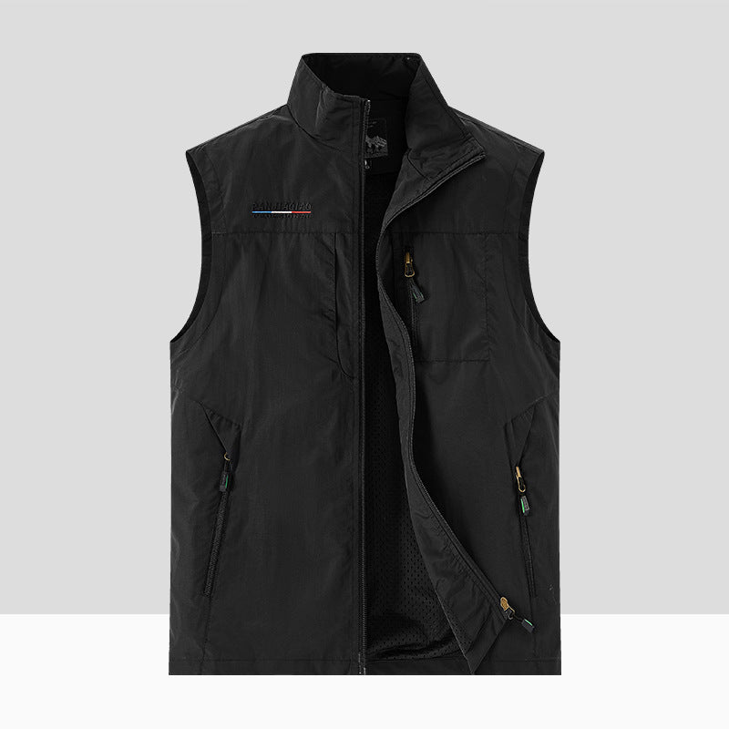 Men's Technical Outdoor Vest with breathable mesh lining, zippered pockets & standing collar Chichicherry