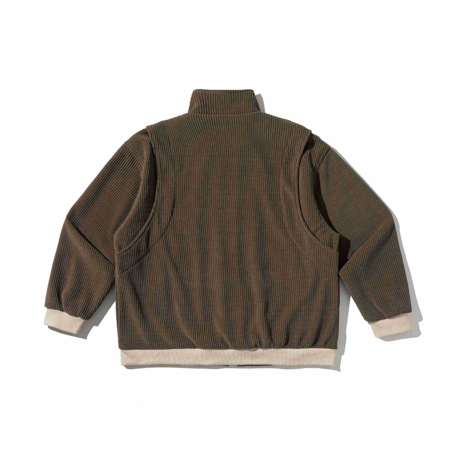 Unisex Short Ribbed Zip Jacket with Stand-up Collar and Contrast Trimmings Chichicherry