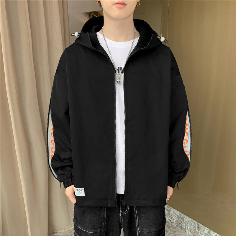 Men's Lightweight Hooded Jacket in Oversize Sports Style with Sleeve Zippers Chichicherry