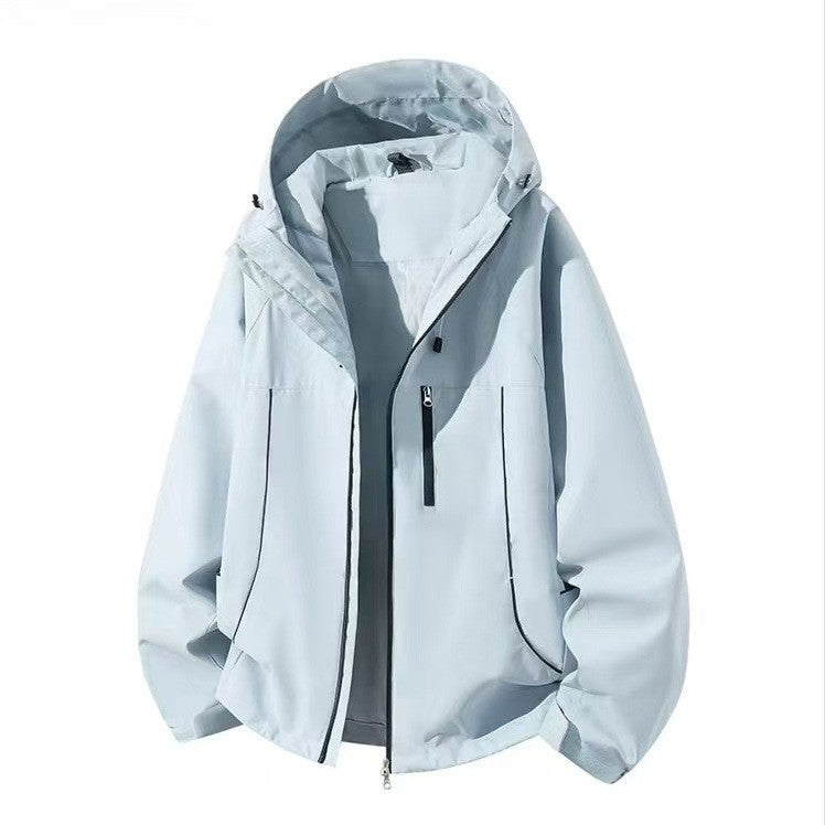 Men's Waterproof Hooded Softshell Jacket with Windproof Cut and Zipper Chichicherry