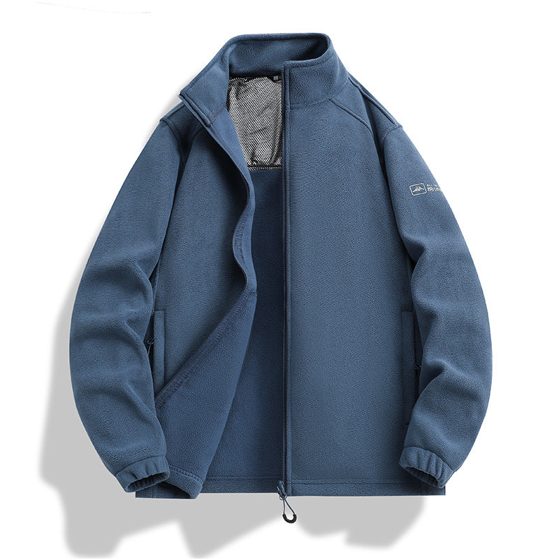 Men's fleece jacket with stand-up collar, wind-resistant microfleece and zippered pockets Chichicherry