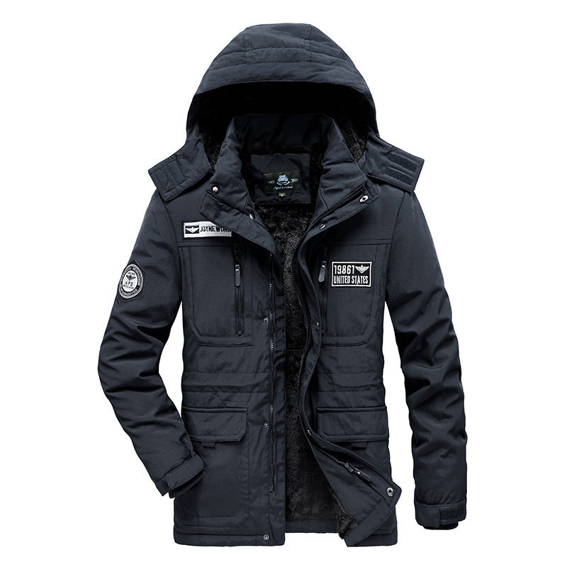 Men's Padded Field Parka with Hood, Cozy Teddy Lining and Tactical Multi-Pockets Chichicherry