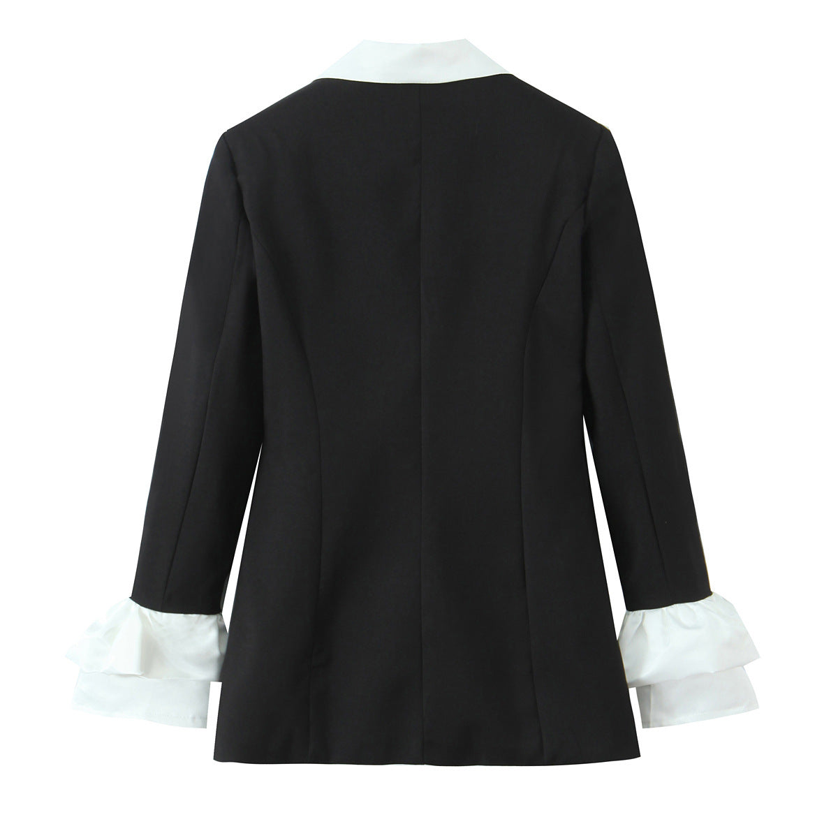 Women's statement blazer with contrasting shawl collar and ruffle cuffs Chichicherry