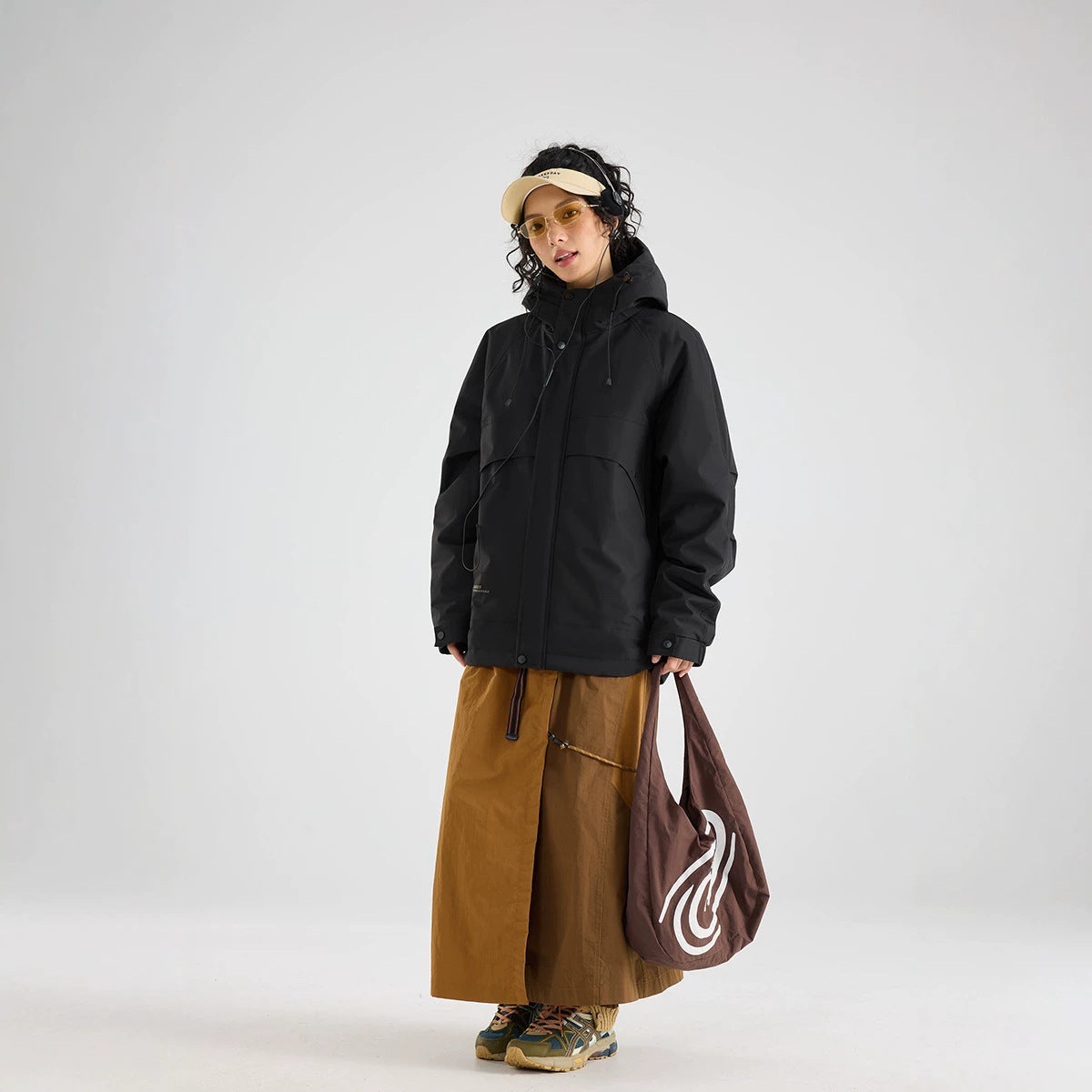 Women's waterproof breathable hooded jacket in technical oversized cut Chichicherry
