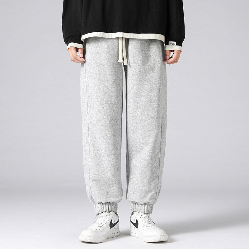Men's wide jogging pants with side zipper slit, elastic waistband & drawstring Chichicherry