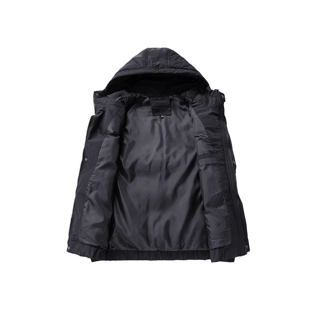 Men's Quilted Outdoor Vest with Hood, Cargo Pockets and Adjustable Hem Chichicherry