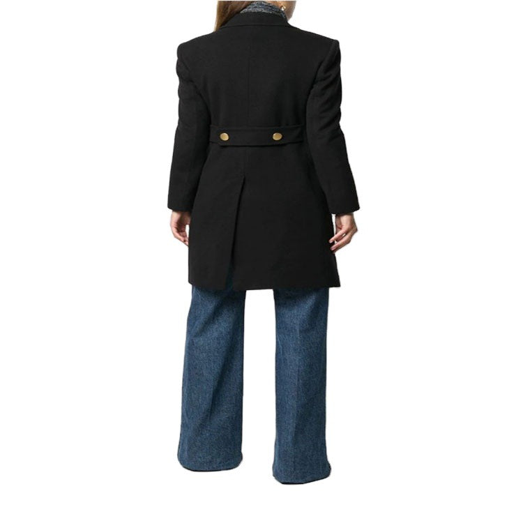 Women Military-inspired Tailored Longcoat in Tailoring with Decorative Metal Buttons Chichicherry