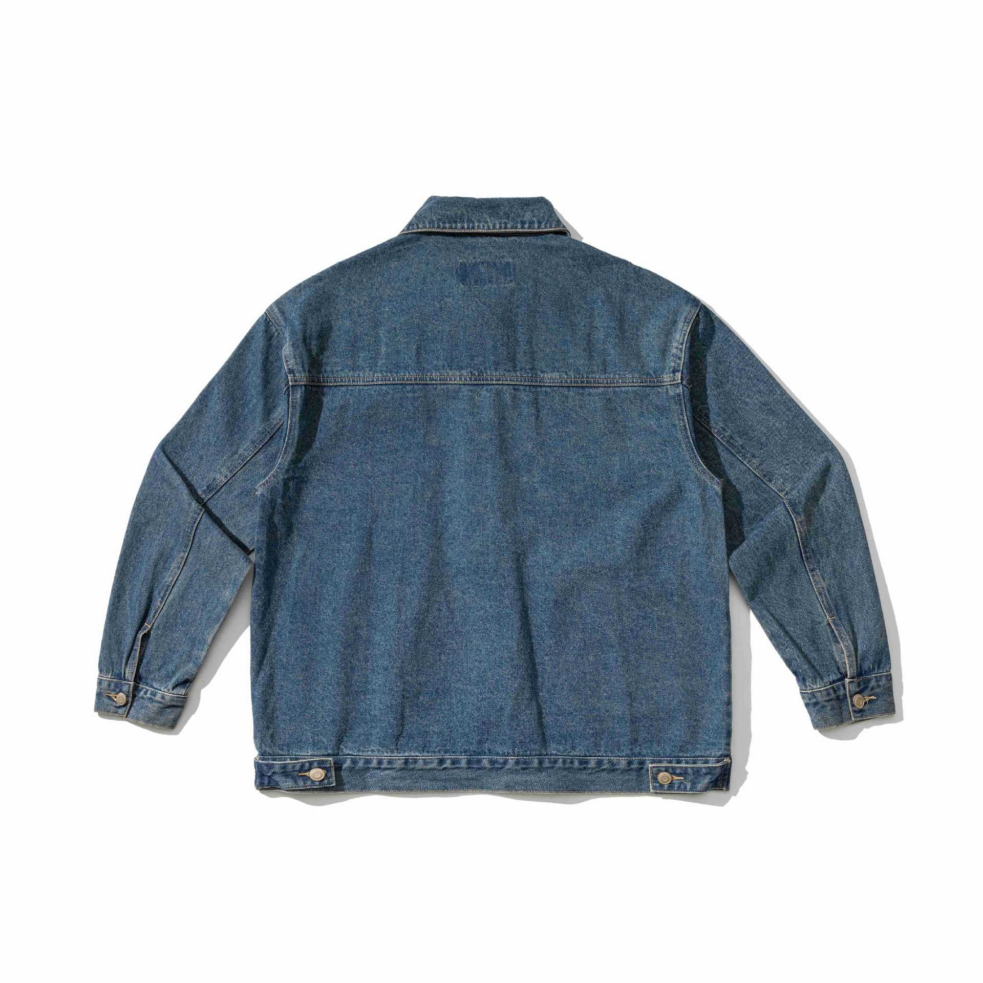 Unisex Robustess Denim Workwear Blouson with Shirt Collar and Large Flap Pockets Chichicherry