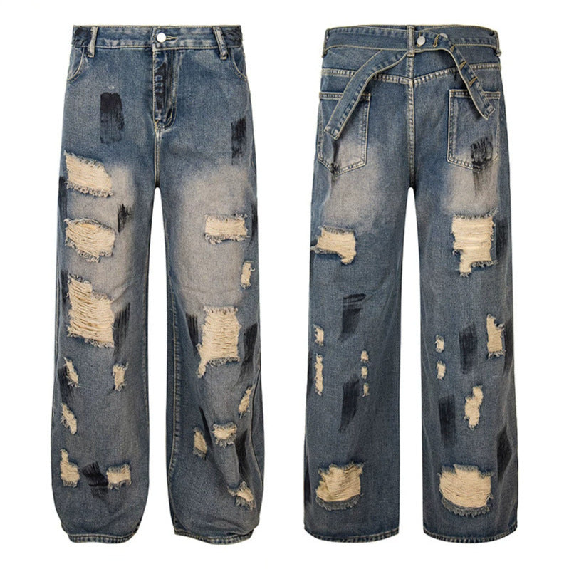 Women's Loose Destroyed Jeans with High Waist, Used Wash and Balloon Hem Chichicherry