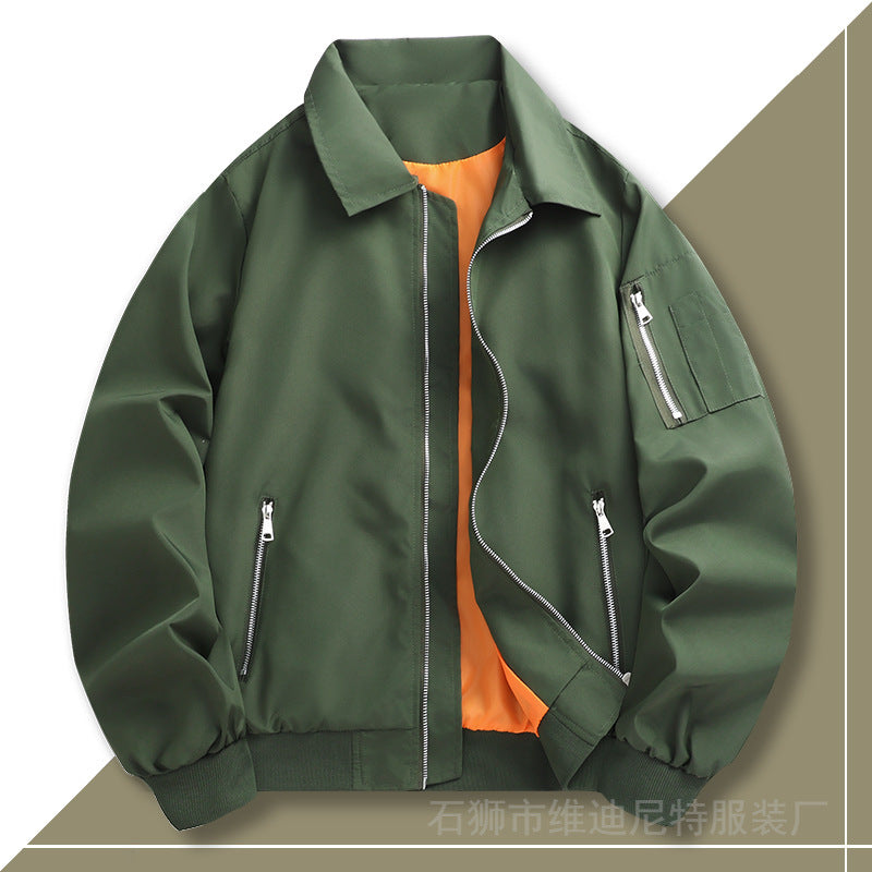Men's Lightweight Twill Bomber with Contrasting Lining, Zipper Pockets, and Arm Pocket Chichicherry