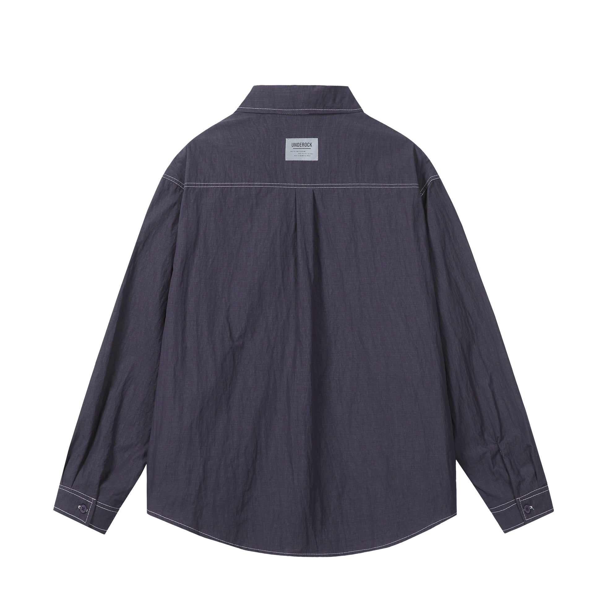 Unisex Oversize Shirt Jacket with prominent contrast stitching and patch chest pockets Chichicherry