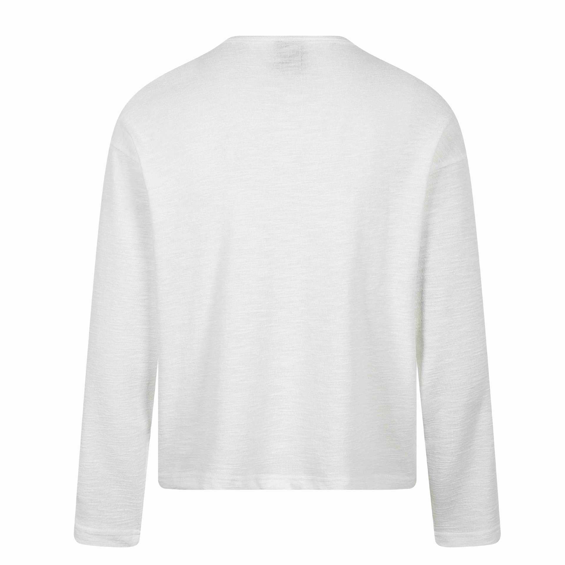 Unisex Long Sleeve Henley Shirt with Chest Pocket and Vintage Print Chichicherry
